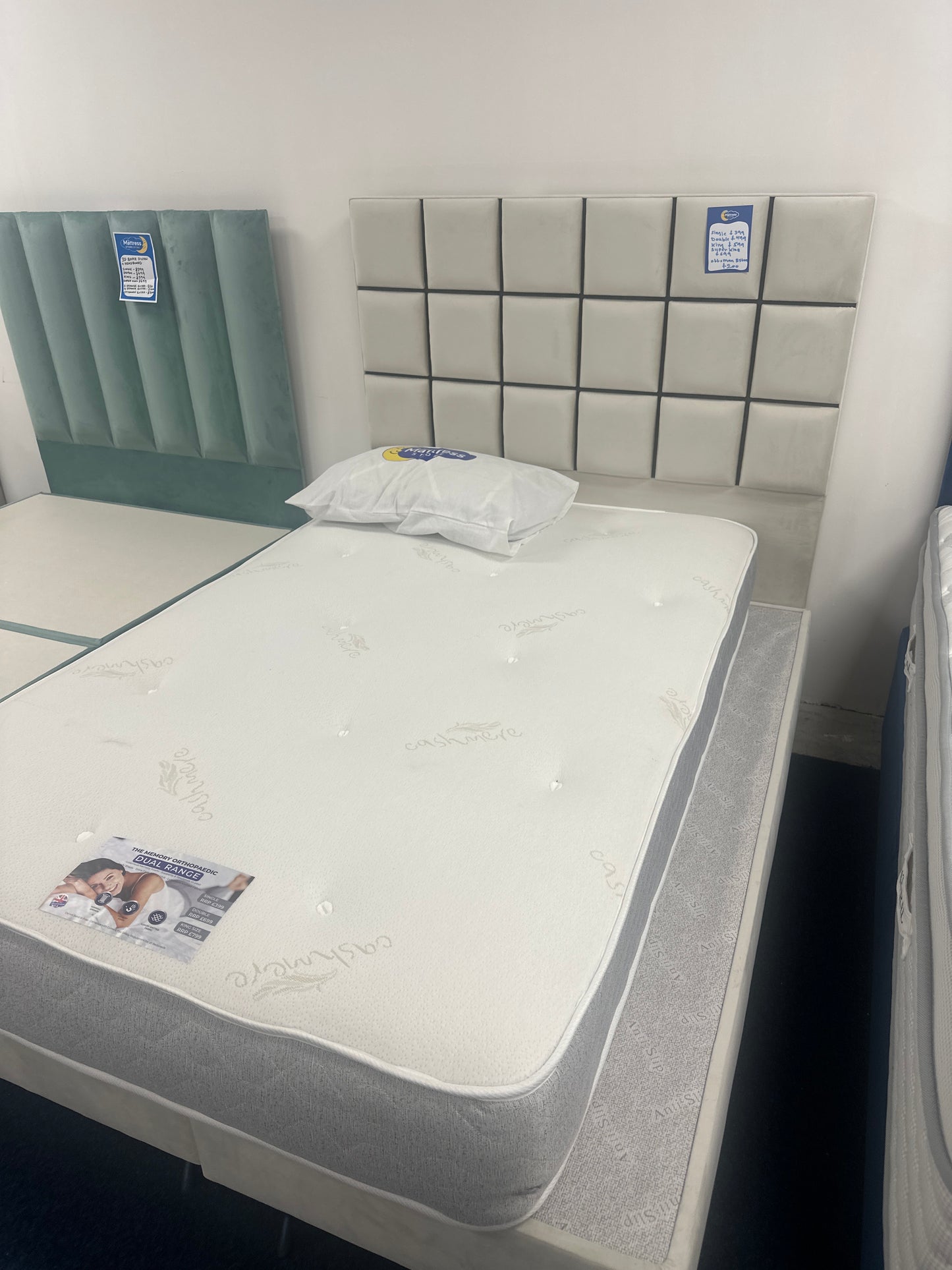 Cubed frame bed with memory foam mattress