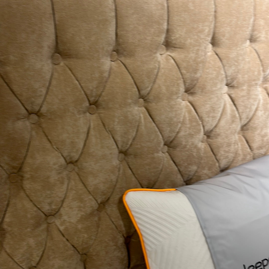 1 x double ottoman with footboard (pink plush) & 1 x superking headboard only (Naples beige)