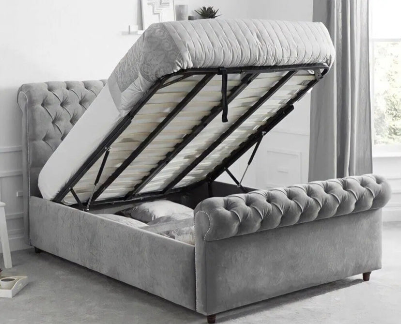 Sleigh Bed With Ottoman Storage