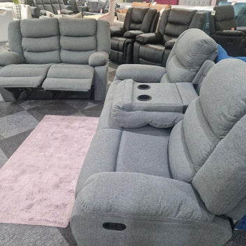 Roma Fabric Recliner Sofa 3+2 Seater Grey