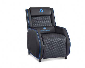 Delta Gaming Recliner Armchair with Footrest Office, Desk, Computer Chair for Gaming, Black With Blue Trim