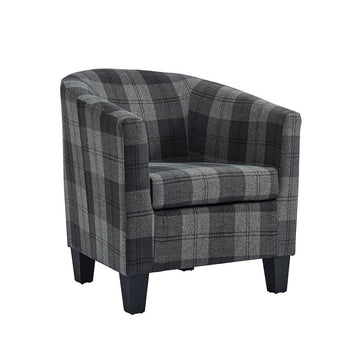 Canberra Accent Tub Chair, Grey Tartan Fabric