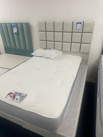 Cubed frame bed with memory foam mattress