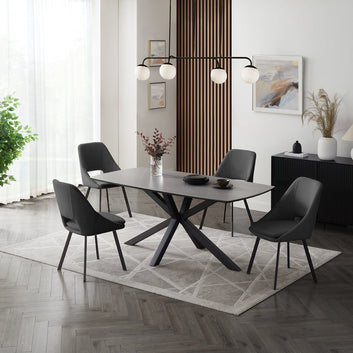 Bilbao Dining Chair Set of 2, Grey Fabric