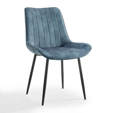 Girona Dining Chair Set of 2, Blue Velvet
