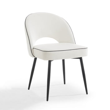 Tiago Velvet Dining Chair Set of 2, Ivory
