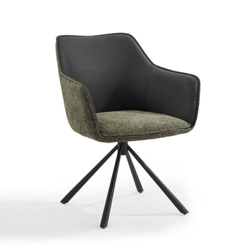 Porto Fabric Swivel Dining Chair Set of 2, Grey/Green