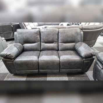 Sara Leather Electric Recliner Sofa 3+2 Seater Grey /LED Lights/USB Ports/Cup Holders
