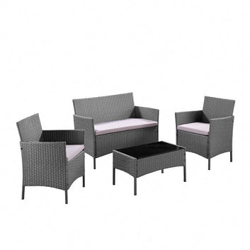 Newport Garden Rattan Lounge Set, Dark Grey with Cover