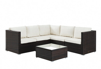 Miami Rattan Corner Garden Set, Dark Brown