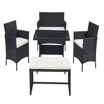 Rosa Garden Lounge Dining Set with Bench, Black