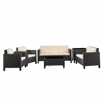 Rattan Garden Furniture Lounge Set Outdoor Sofa Chair Corner Patio, Black