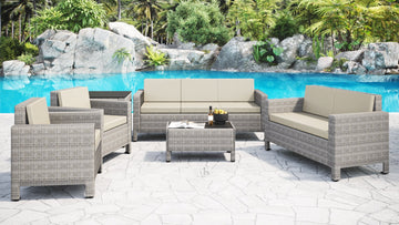 Cali Rattan Garden Sofa Set, Grey