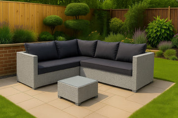 Crete Corner Garden Sofa Set, Light Grey