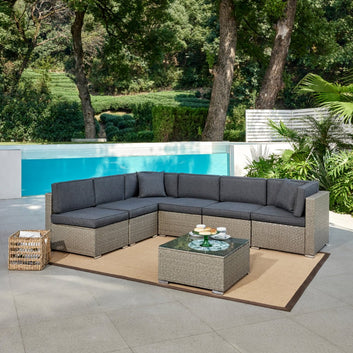 Catina Modular Corner Rattan Garden Sofa Set, Grey
