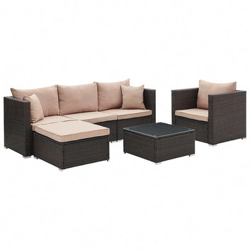 Hanoi Garden L-Shape Sofa Set, Brown