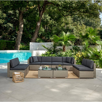 Tropez Modular Corner Rattan Garden Sofa Set, Grey