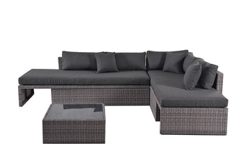 Mina Adjustable L-Shape Garden Sofa Set, Grey