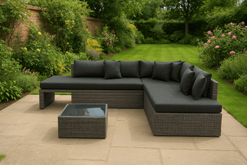 Mina Adjustable L-Shape Garden Sofa Set, Grey