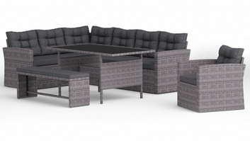 Andros Garden Corner Sofa Set, Grey