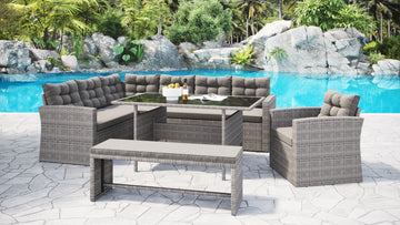 Andros Garden Corner Sofa Set, Grey