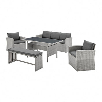 Lisbon Garden Sofa Dining Set, Grey