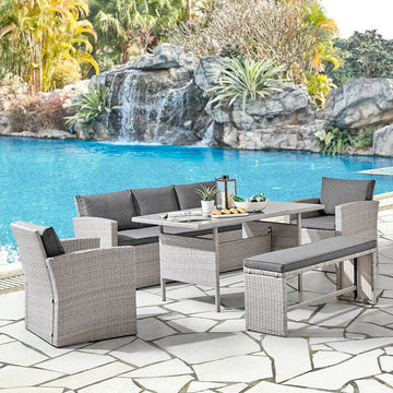 Lisbon Garden Sofa Dining Set, Grey