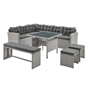 Chile Corner Sofa Dining Set, Grey