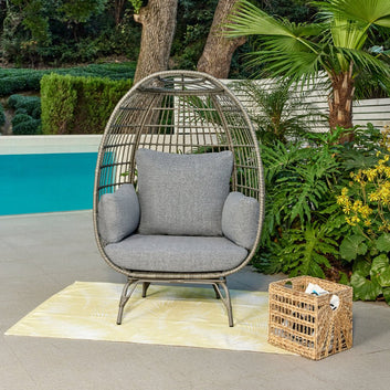 Antalya Rattan Garden Egg Chair, Grey