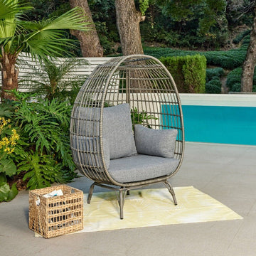 Antalya Rattan Garden Egg Chair, Grey