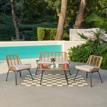 Pampas Rattan Wicker Garden Lounge Set, Natural