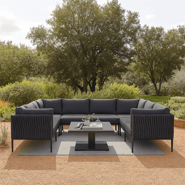 Serena Rattan Rope Garden U-Shape Sofa Set, Grey