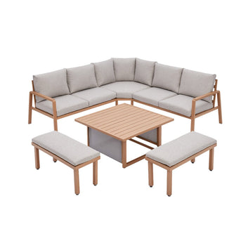 Bora Corner Garden Sofa with Benches, Natural