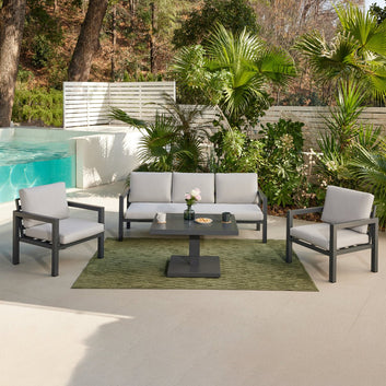 Bahia Luxury Garden Lounge Set with Rising Table, Grey