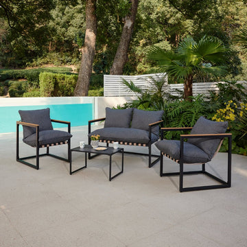 Marbella Garden Lounge Set, Dark Grey Cushions