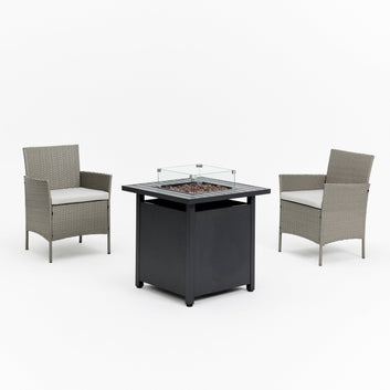 Newport 2 Chair Garden Set With Firepit, Grey