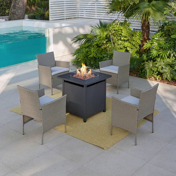Newport 4 Chair Garden Set With Firepit, Grey