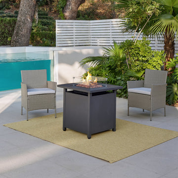 Newport 2 Chair Garden Set With Firepit, Grey