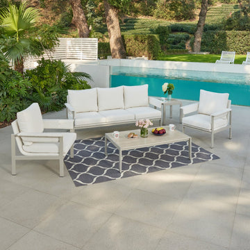 Belek Aluminium Garden Conversation Set, White
