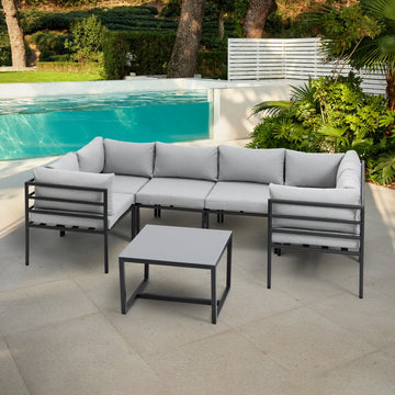 Matira 6 Seat Aluminium Modular Garden Furniture Set, Grey