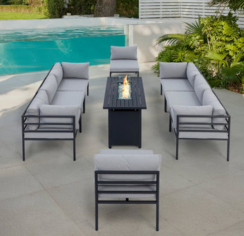 Matira 8 Seat Aluminium Modular Garden Furniture Set, Grey