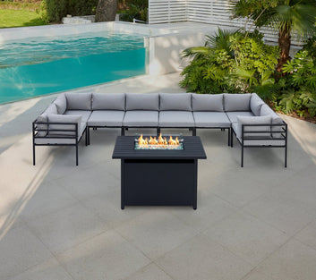 Matira 8 Seat Aluminium Modular Garden Set with Firepit, Grey
