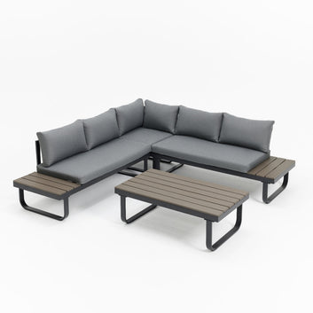 Skyros Aluminium Corner Garden Sofa, Dark Grey