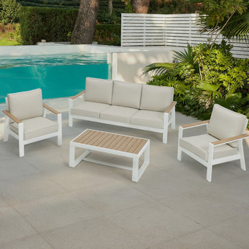 Biarritz Aluminium Garden Set, Ivory