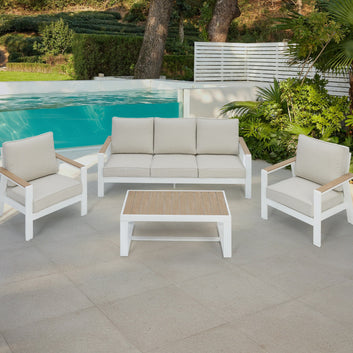 Biarritz Aluminium Garden Set, Ivory