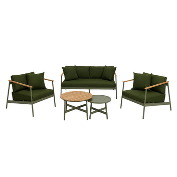 Lyon Aluminium Garden Set With Firepit, Green