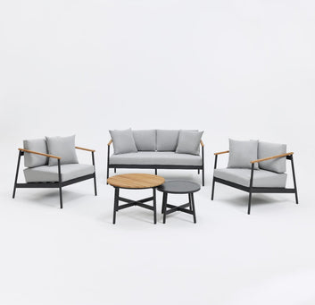 Lyon Aluminium Garden Set With Firepit, Grey
