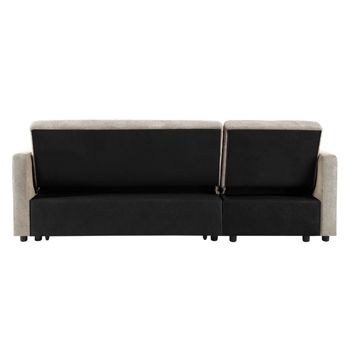 Candle Pull-Out Sofa Bed With Reversible Storage Chaise, Beige Linen