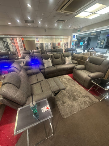 3+2+1 manual grey sofa set recliners