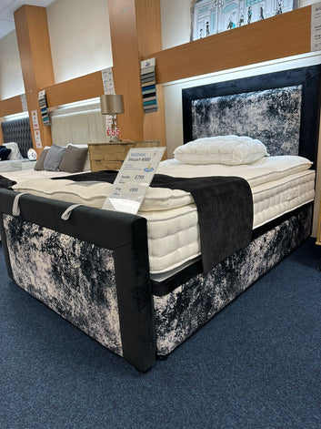 Printed fabric ottoman divan bed with footboard